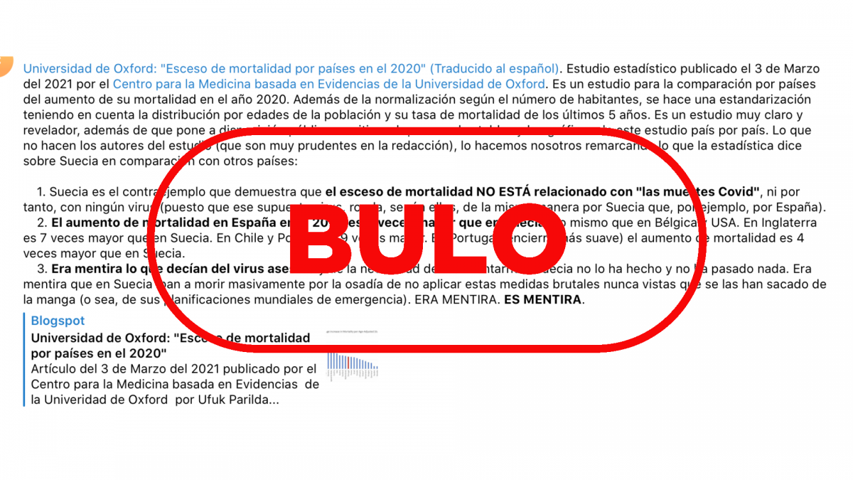Mensaje de Telegram sobre el contraejemplo sueco, del que hemos visto variantes.