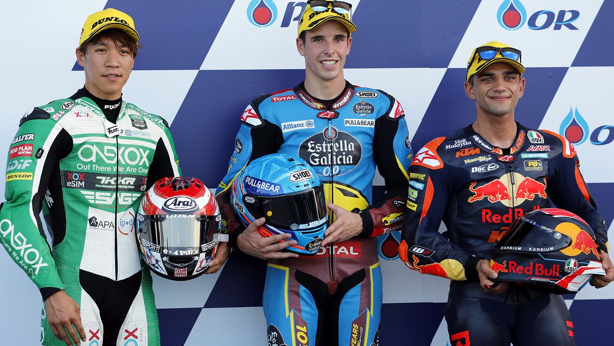 Álex Márquez, en el centro, actual líder de la categoría de Moto2.