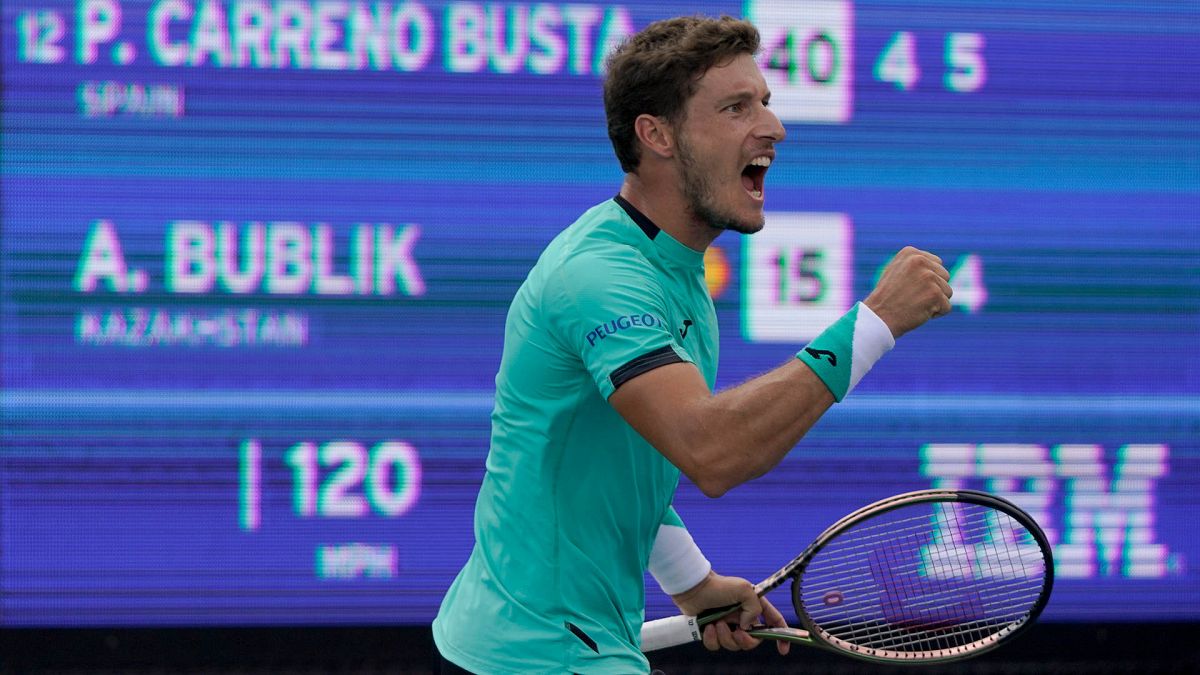 Pablo Carreño celebra un punto ante Bublik