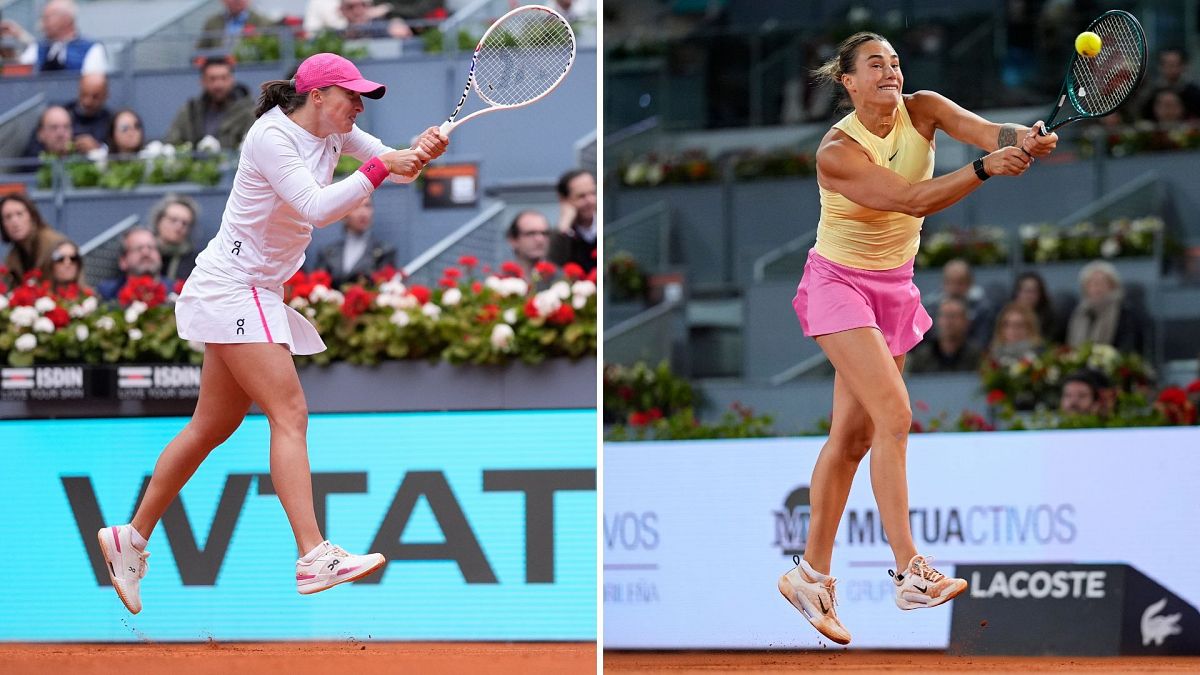 Fotocomposición de Swiatek (izquierda) y Sabalenka, finalistas del Mutua Madrid Open 2024
