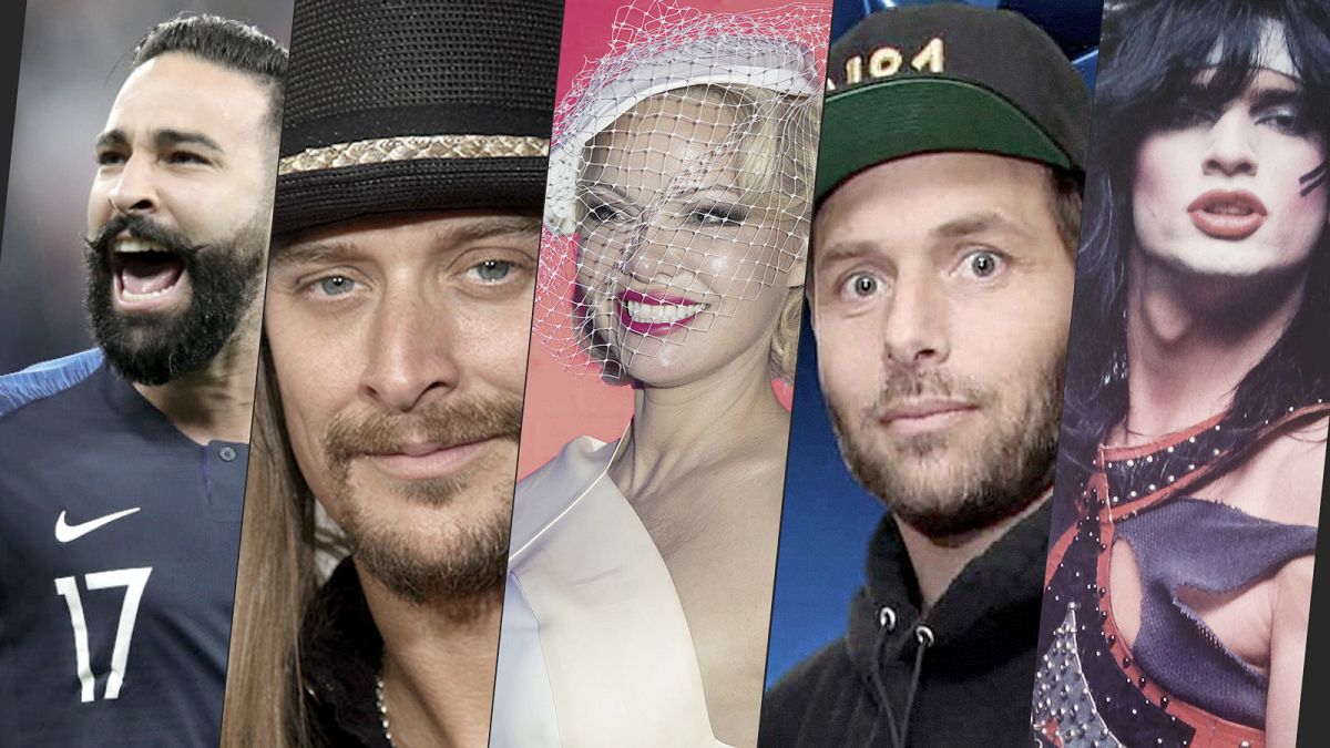 Adil Rami, Kid Rock, Pamela Anderson, Rick Solomon y Tommy Lee