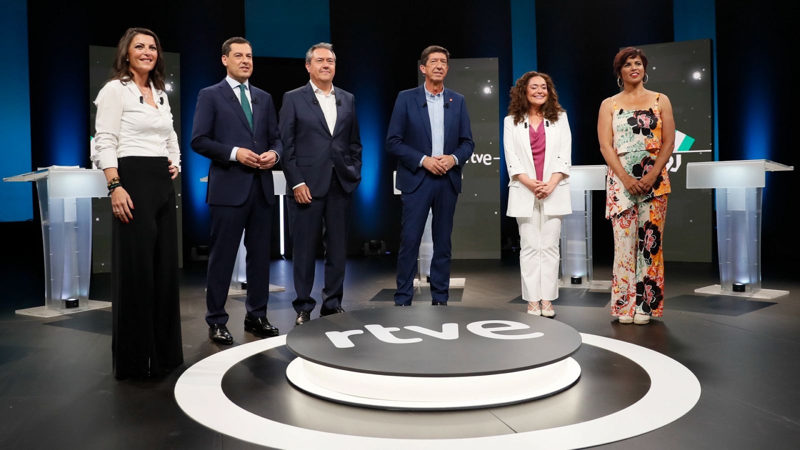 Los seis candidatos a las elecciones andaluzas del 19J en el debate electoral en RTVE