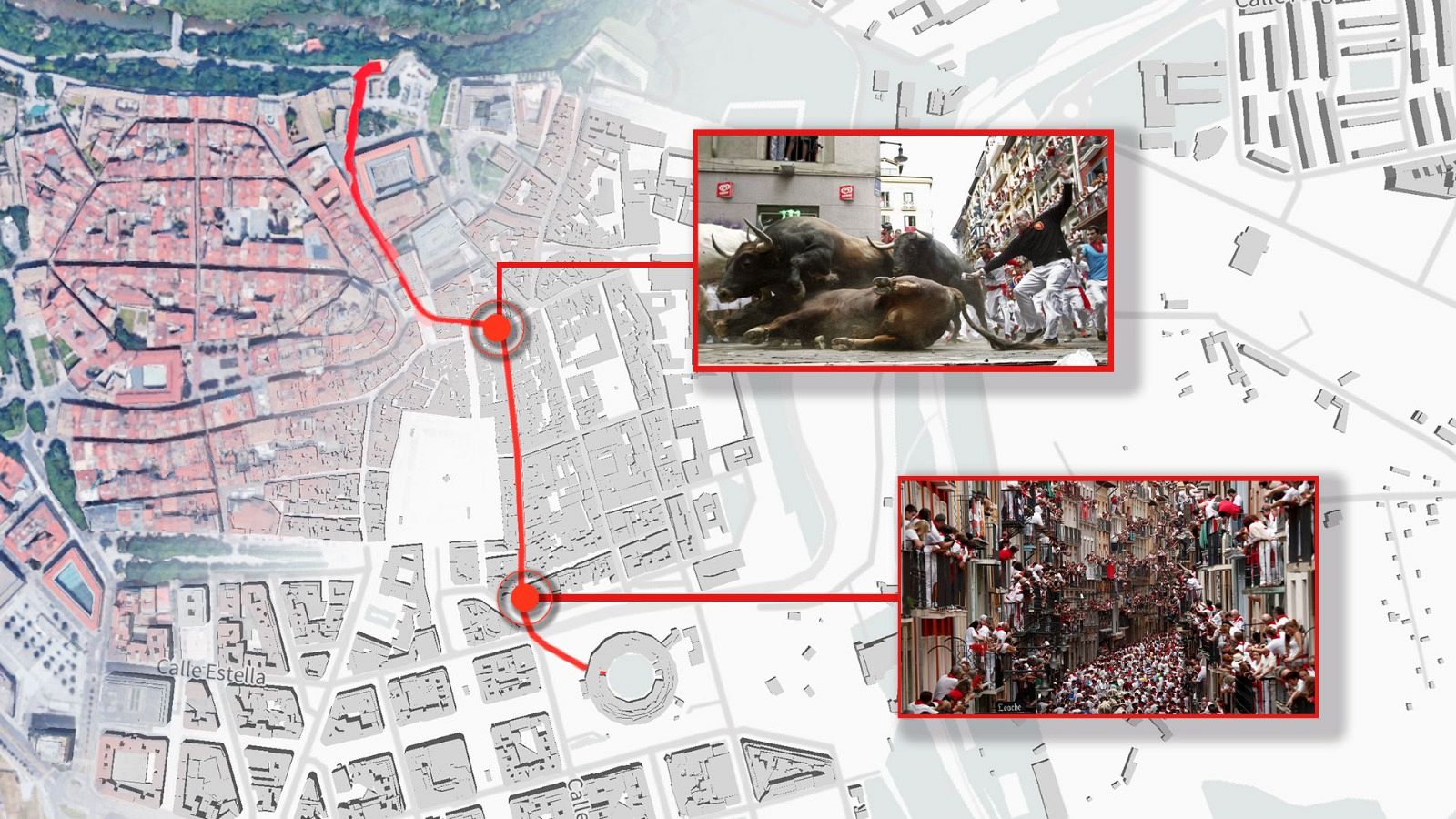 Un recorrido virtual a través de los encierros de San Fermín: desde el chupinazo al 'Pobre de mí'