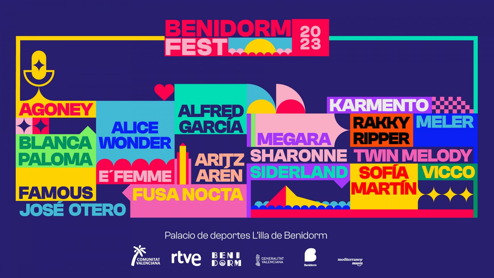 Cartel de participantes del Benidorm Fest 2023