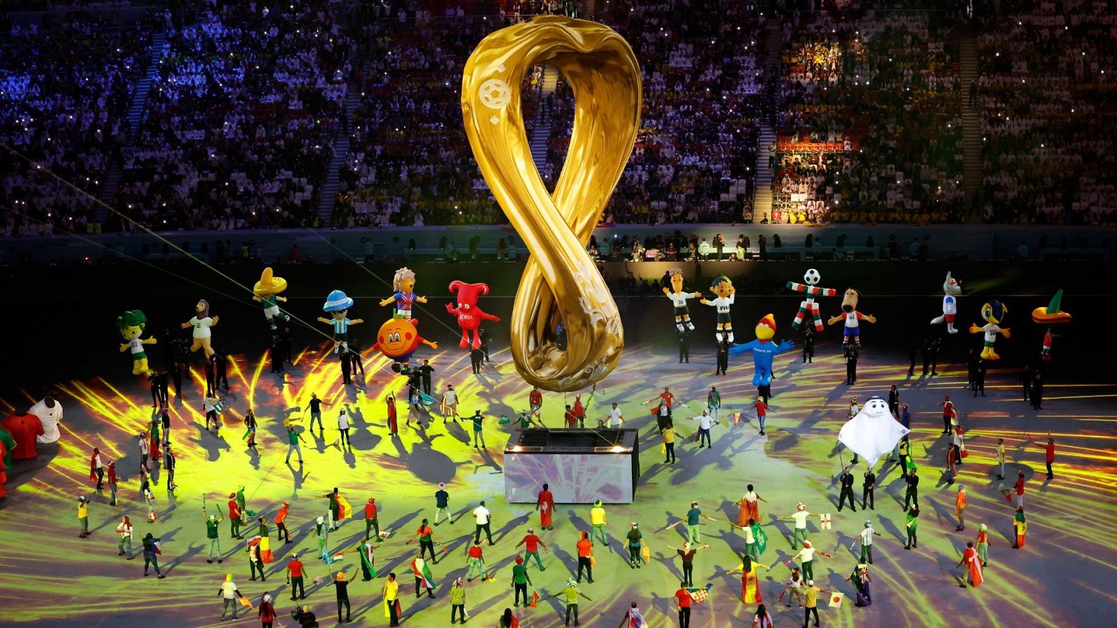 El logo del Catar durante la inauguración del Mundial