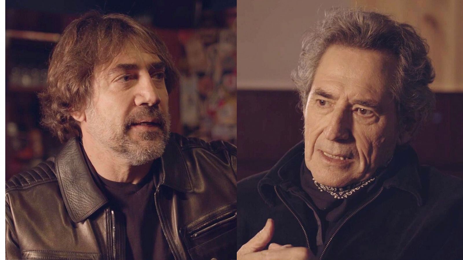 Javier Bardem y Miguel Ríos en 'Cruce de caminos'