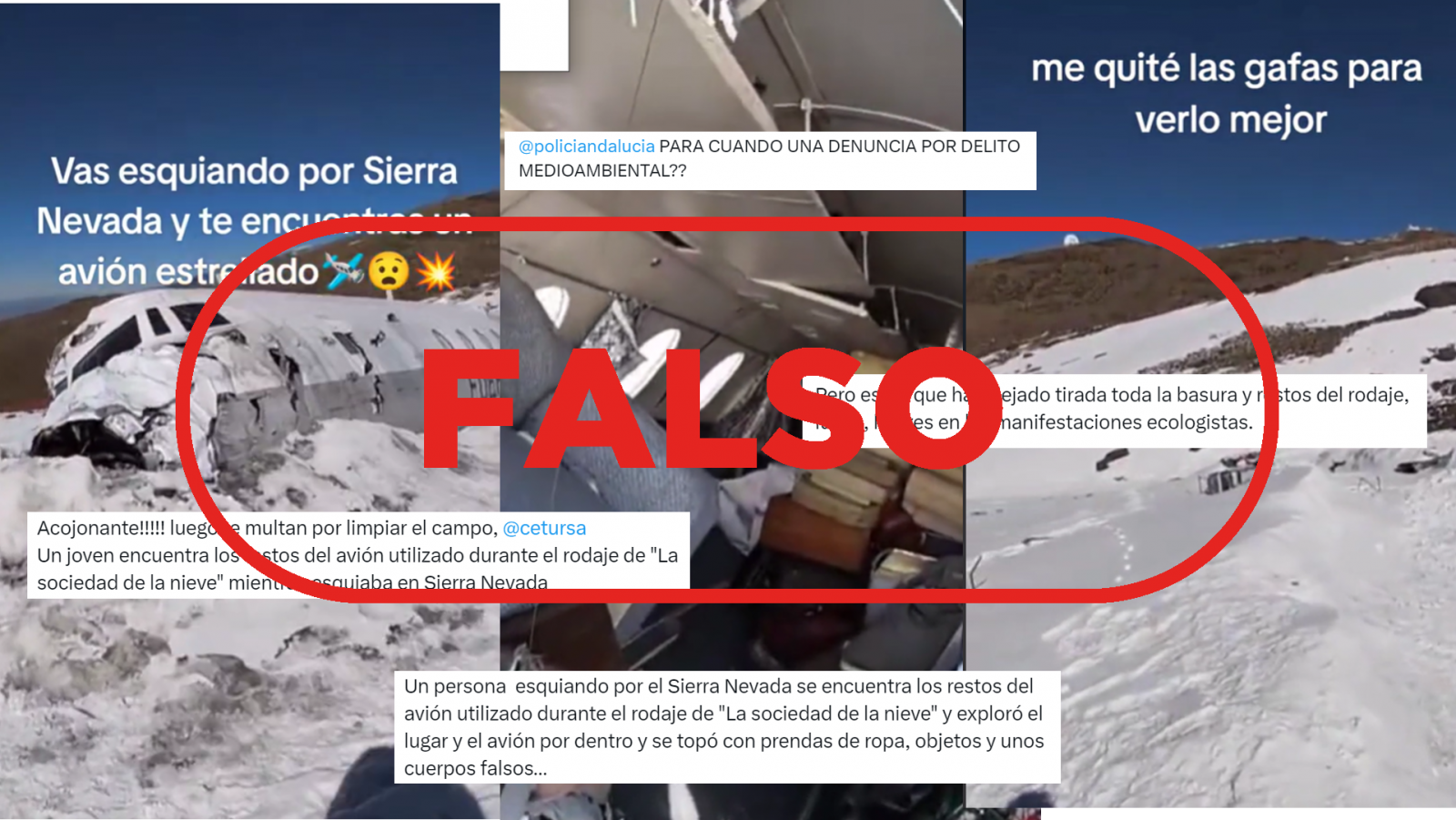 'La sociedad de la nieve': difunden un vídeo antiguo del avión como si el decorado aún estuviera en Sierra Nevada