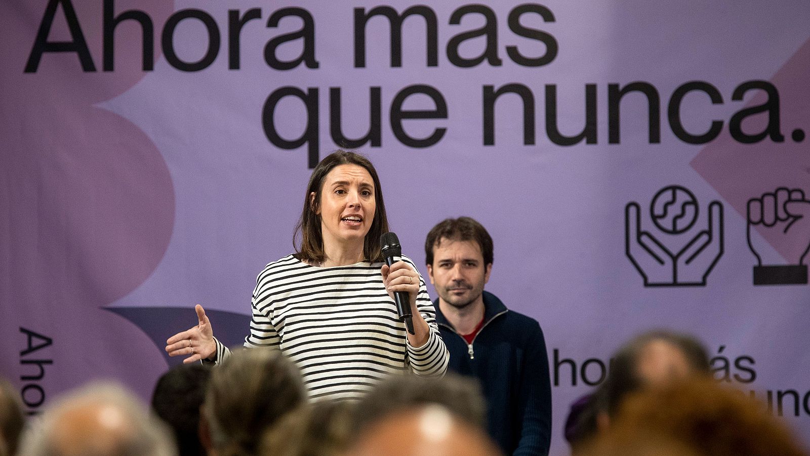 La candidata a las elecciones europeas por Podemos Irene Montero, durante la presentación de su candidatura