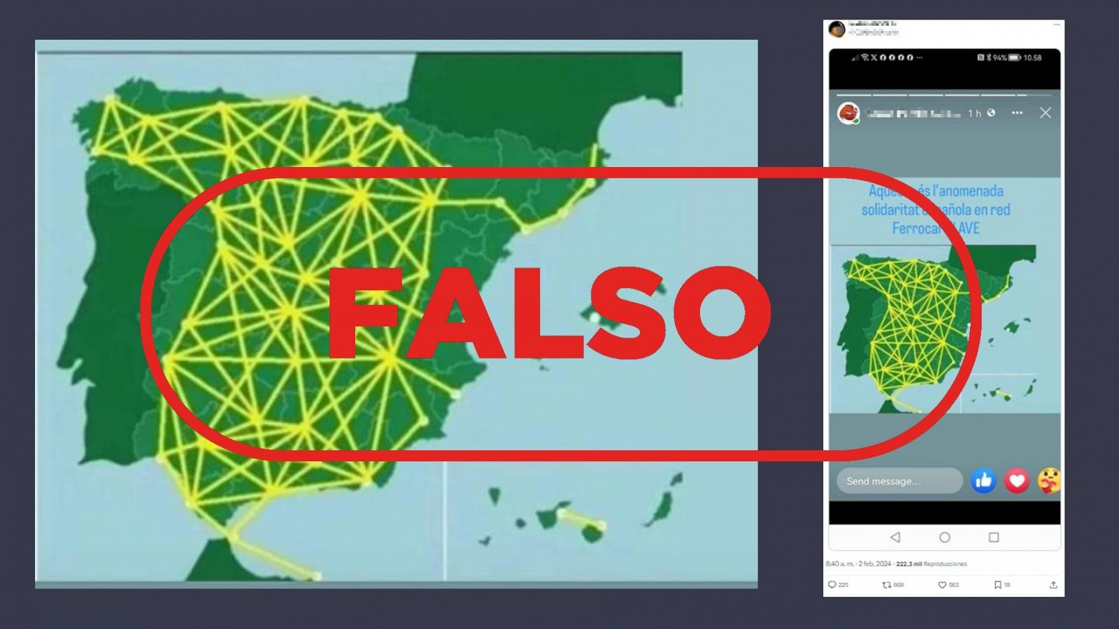AVE en España: este mapa no muestra las líneas de la red ferroviaria de alta velocidad, es falso