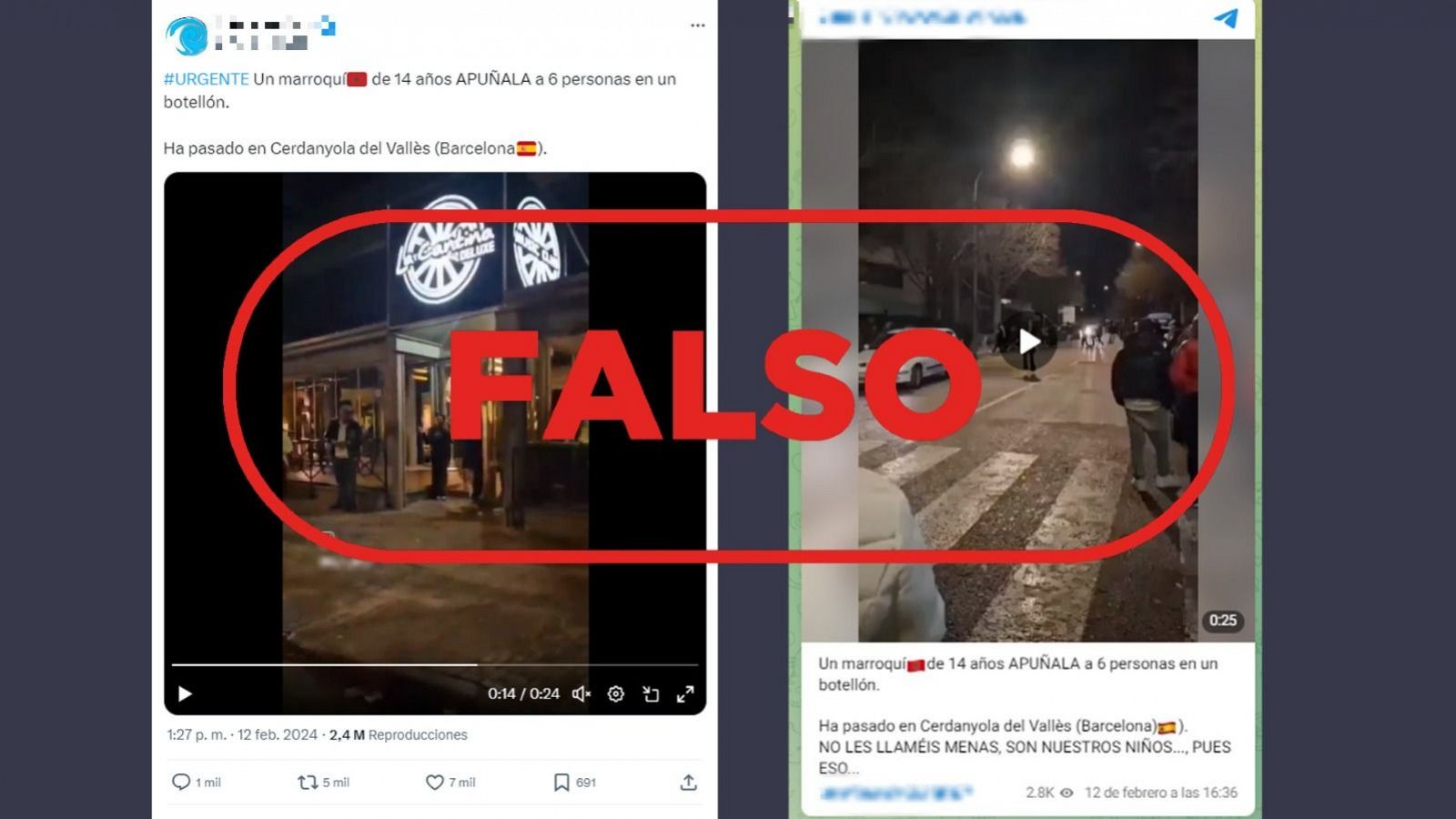 No es una agresión de un menor marroquí en Cerdanyola del Vallès, este vídeo es falso con sello falso