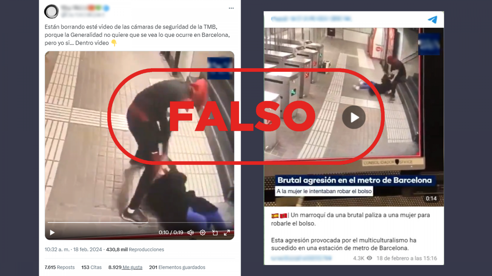 Este vídeo de una agresión a una mujer en el metro de Barcelona no es actual