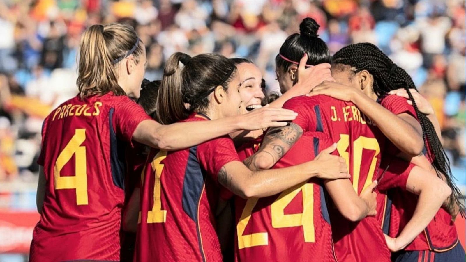 La Selección Española en la celebración de un gol