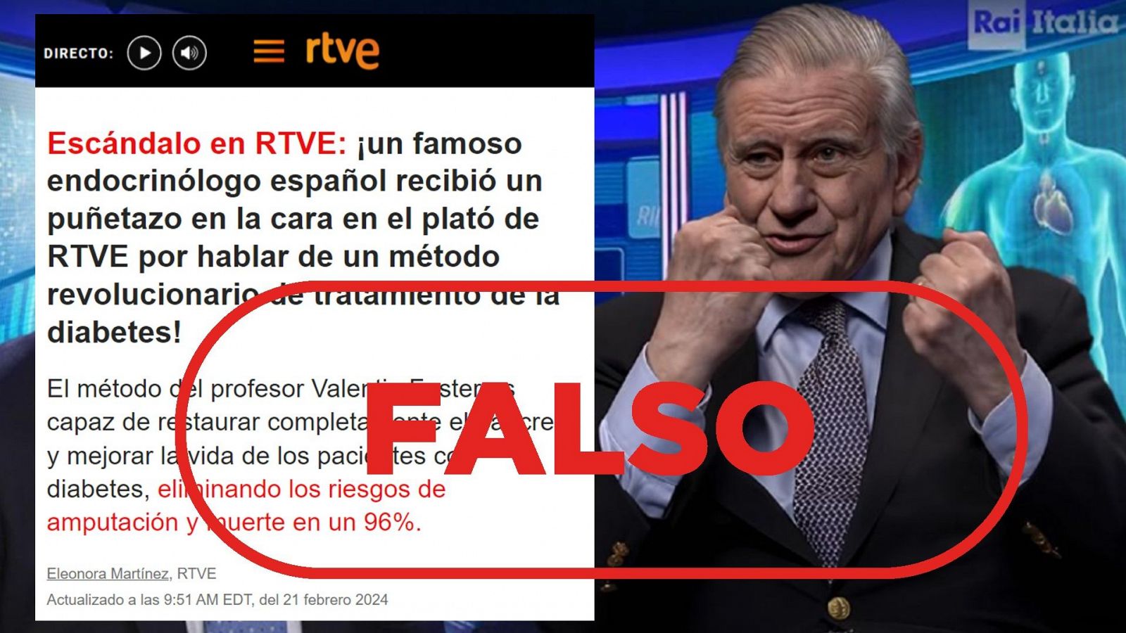 Valentín Fuster no promociona Insunol en RTVE, es un falso medicamento con sello Falso