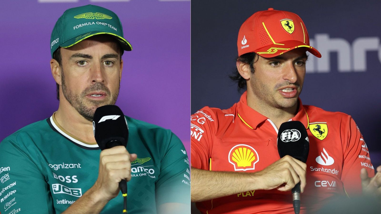 Fernando Alonso y Carlos Sainz, en la rueda de prensa previa al GP de Baréin