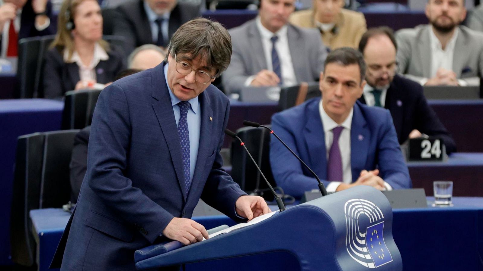 Carles Puigdemont y Pedro Sánchez coinciden en el Parlamento Europeo