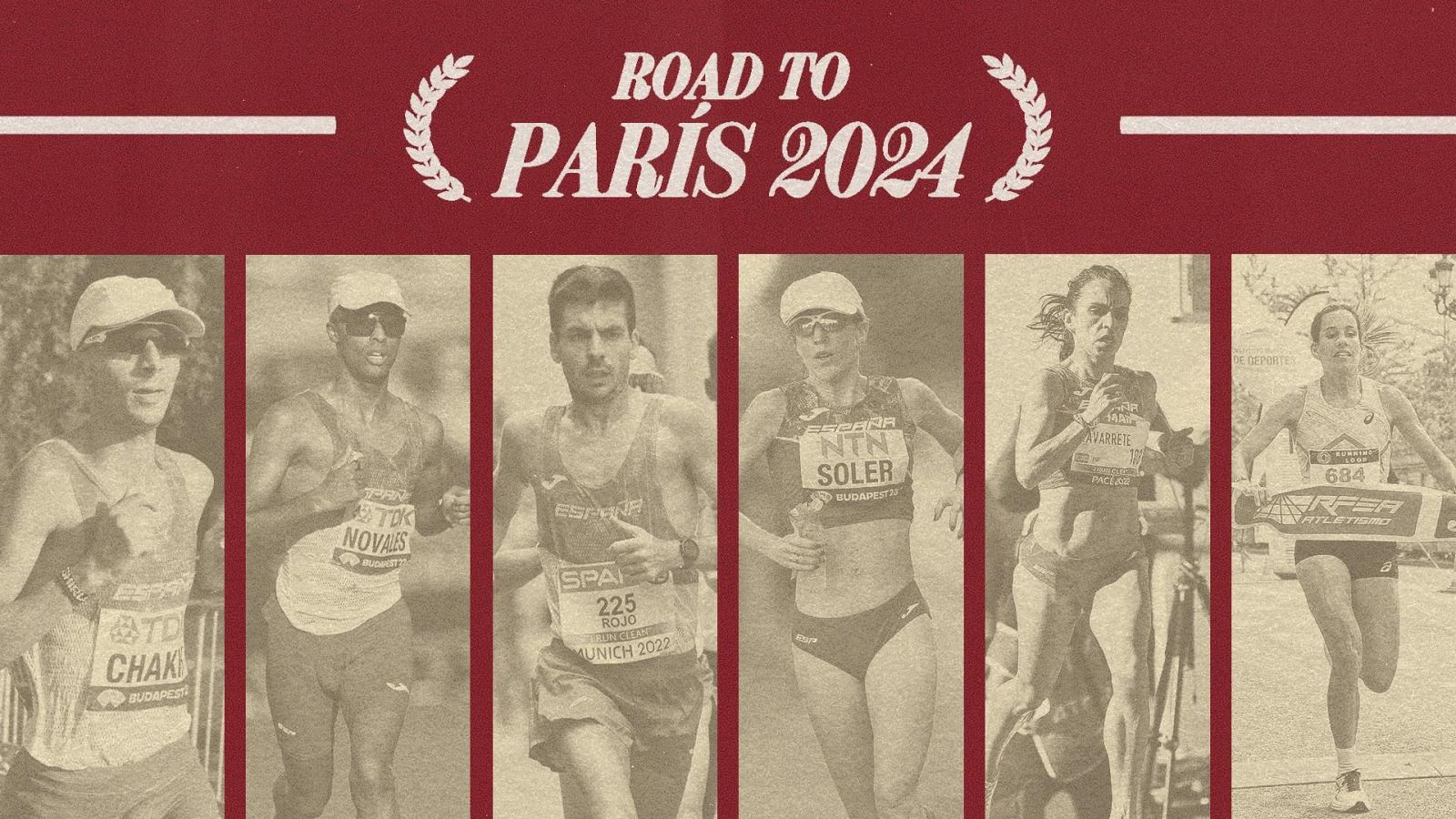 Cartel de la RFEA con la selección española de maratón para París 2024.
