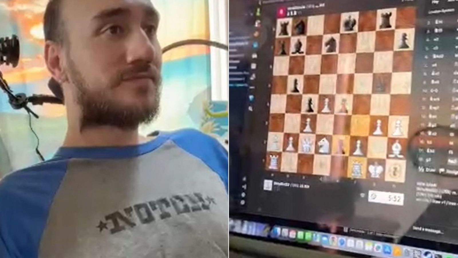 Fotograma de la partida de ajedrez del paciente Noland Arbaugh.
