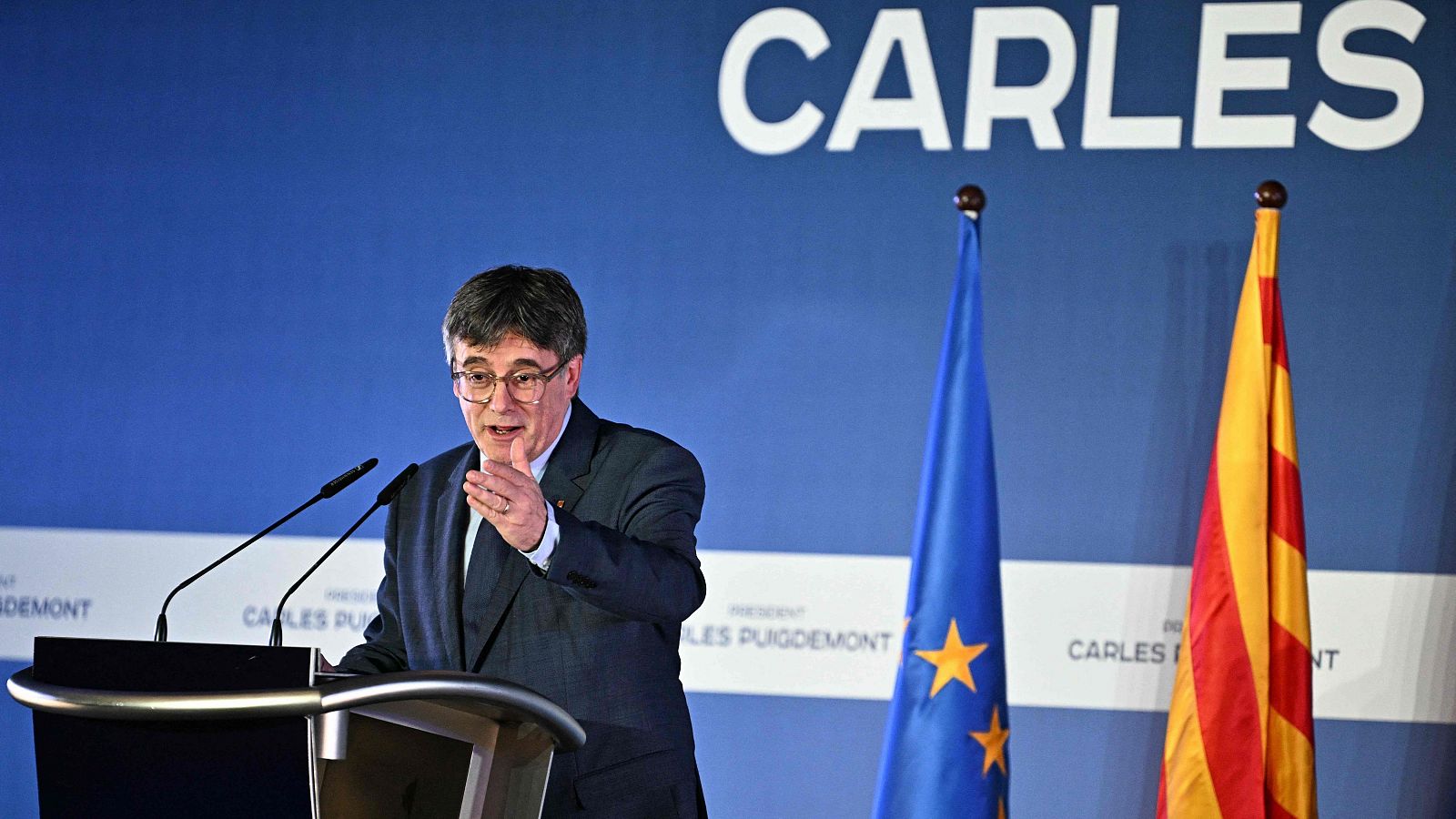 Carles Puigdemont, en la rueda de prensa en la que anunció su candidatura