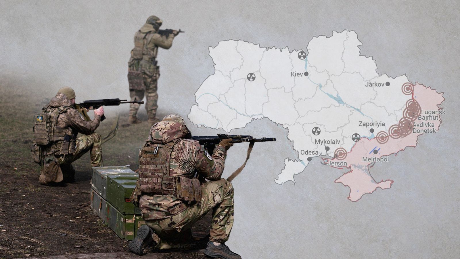 Militares ucranianos participan en un entrenamiento militar cerca de la línea del frente, en la región de Donetsk, al este de Ucrania.