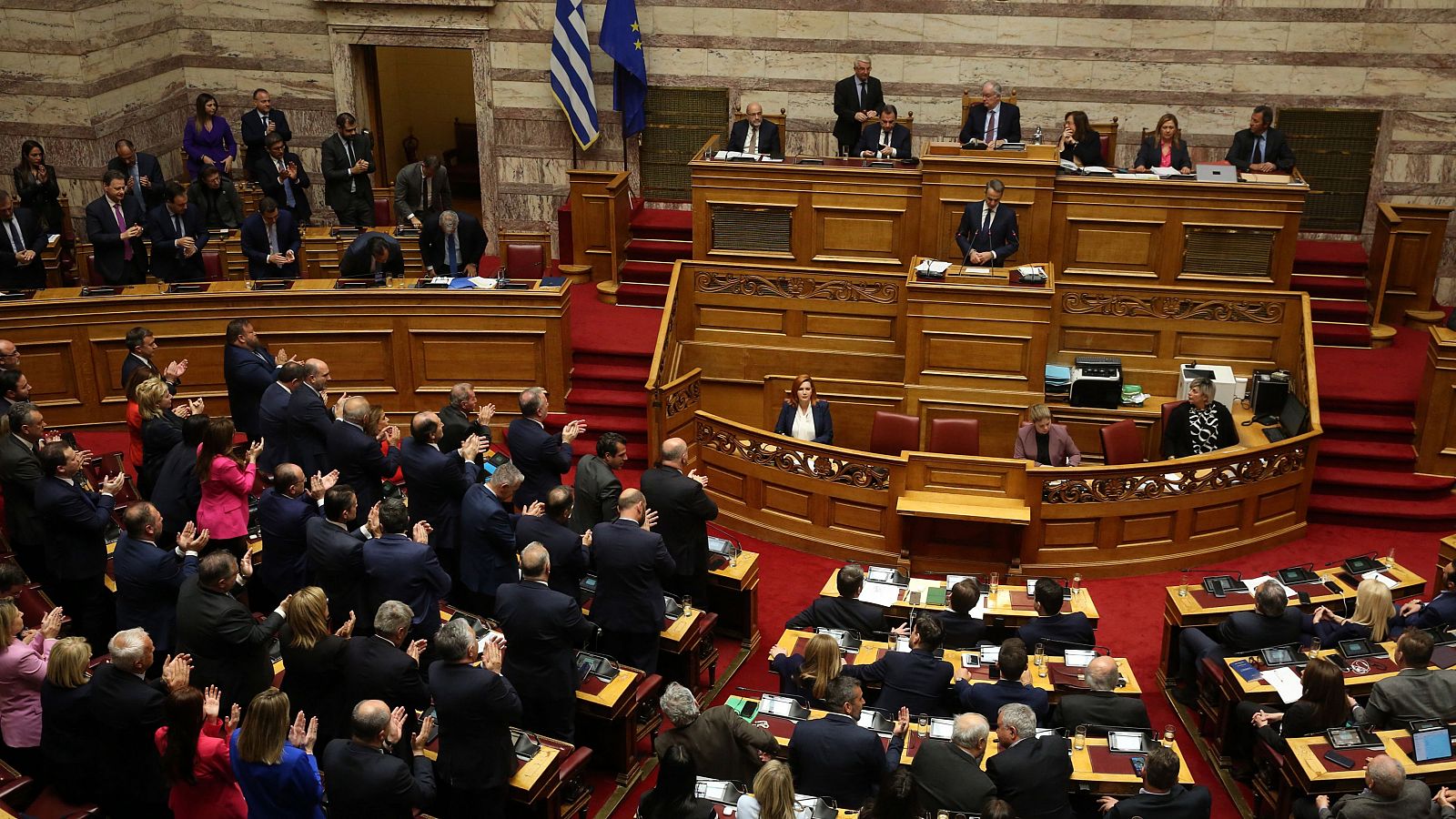 Imagen del debate de la moción de censura en el parlamento griego