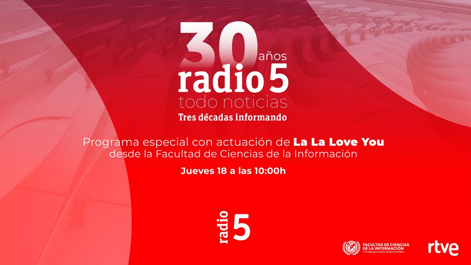 Programación especial de Radio 5 desde la Universidad Complutense de Madrid por su 30º aniversario