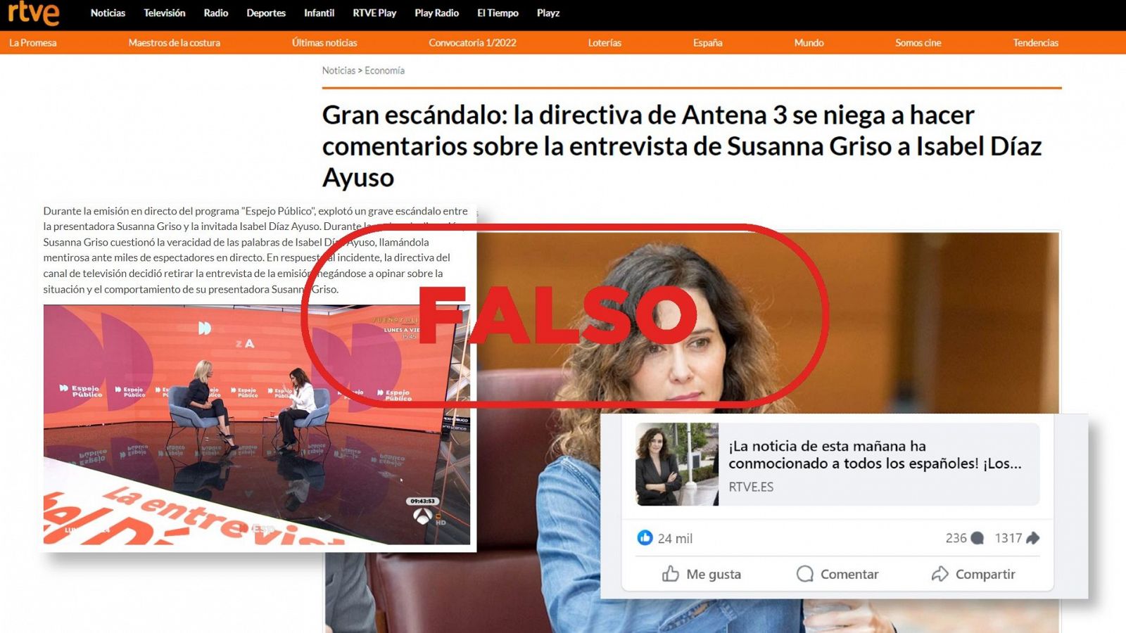 RTVE no difunde esta falsa entrevista a Isabel Díaz Ayuso