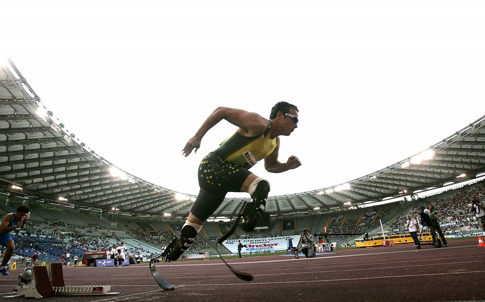 Oscar Pistorius obtuvo la segunda plaza en la prueba de 400 metros en una cita de la Golden League en Roma en julio de 2007.