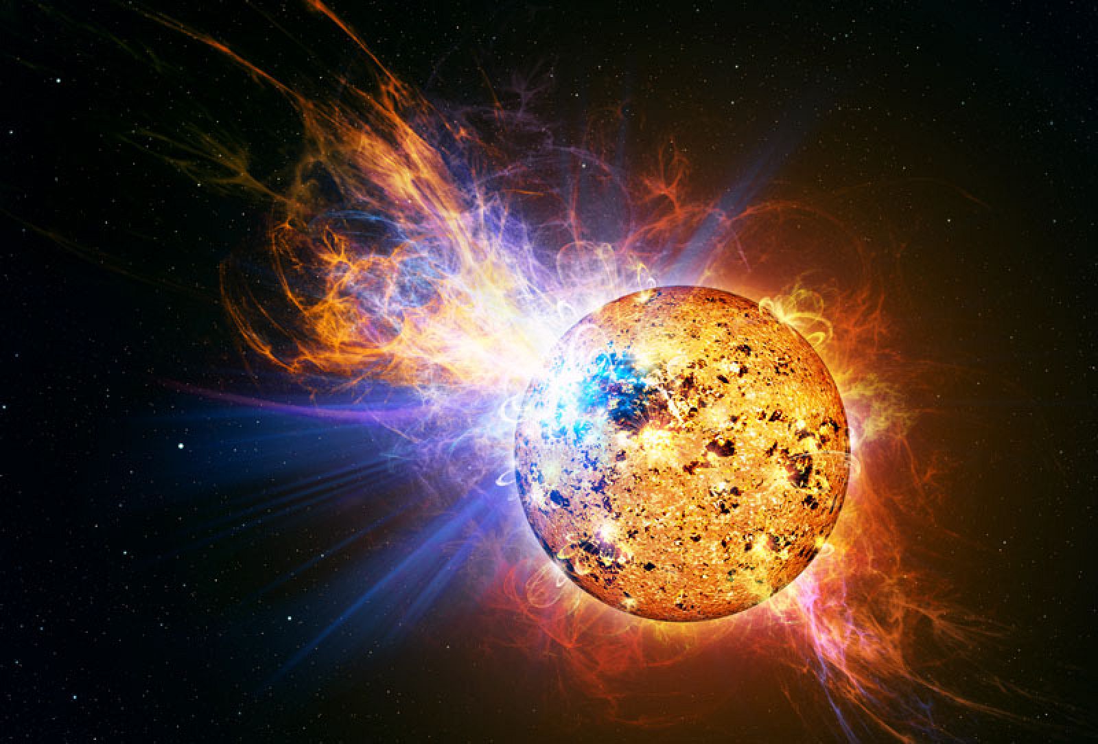 Reconstrucción de la explosión de la estrella 'EV Lacertae'.