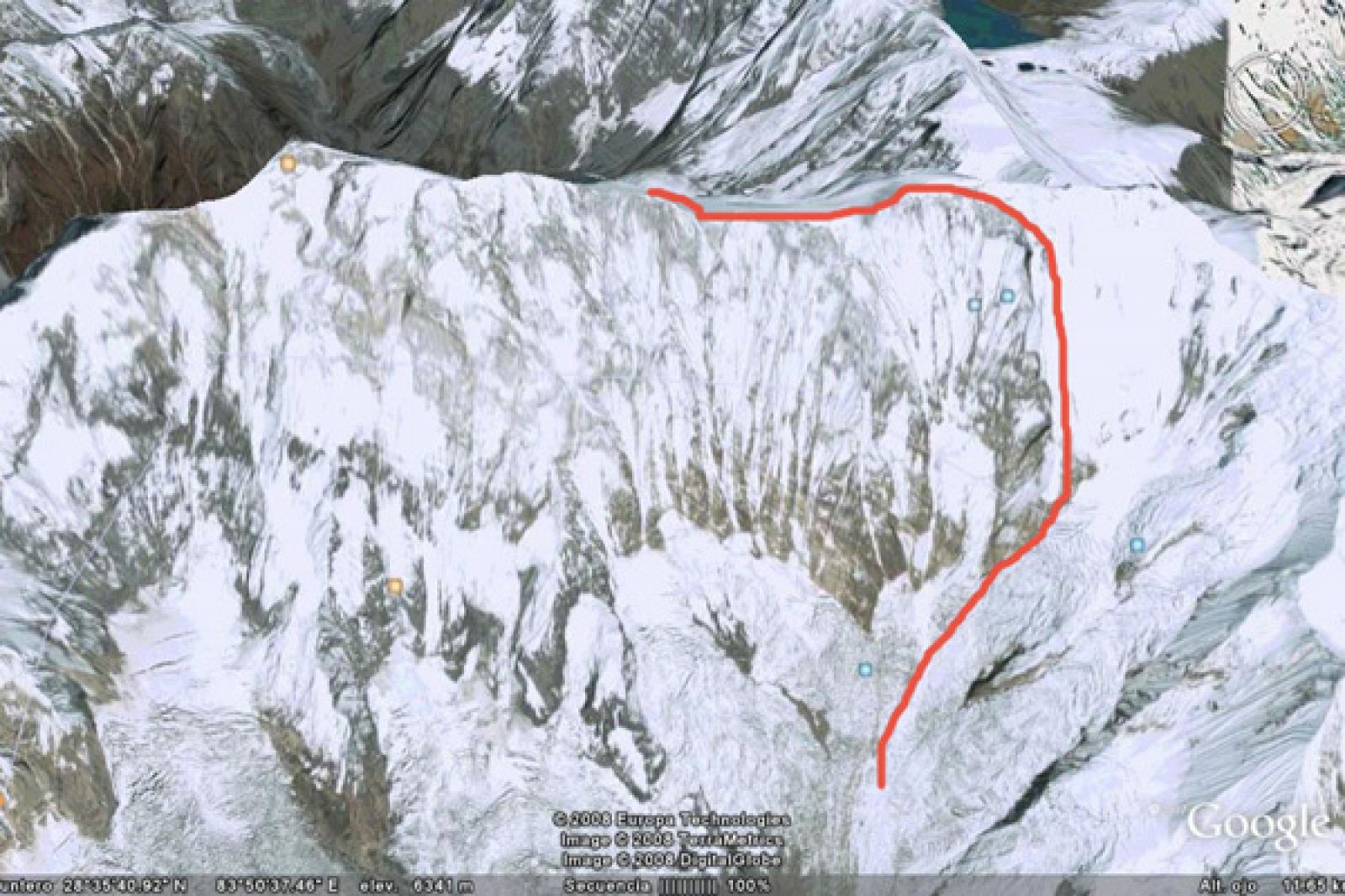 Ésta era la ruta que planeó hacer Iñaki Ochoa en el Annapurna. El montañero navarrio reconoció que la montaña nepalí "no era una de sus favoritas".