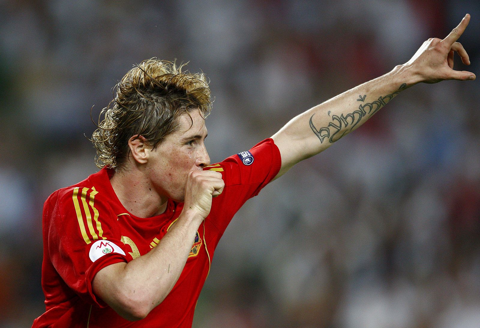 Fernando Torres celebra el gol que marcó en el minuto 32 a Alemania.