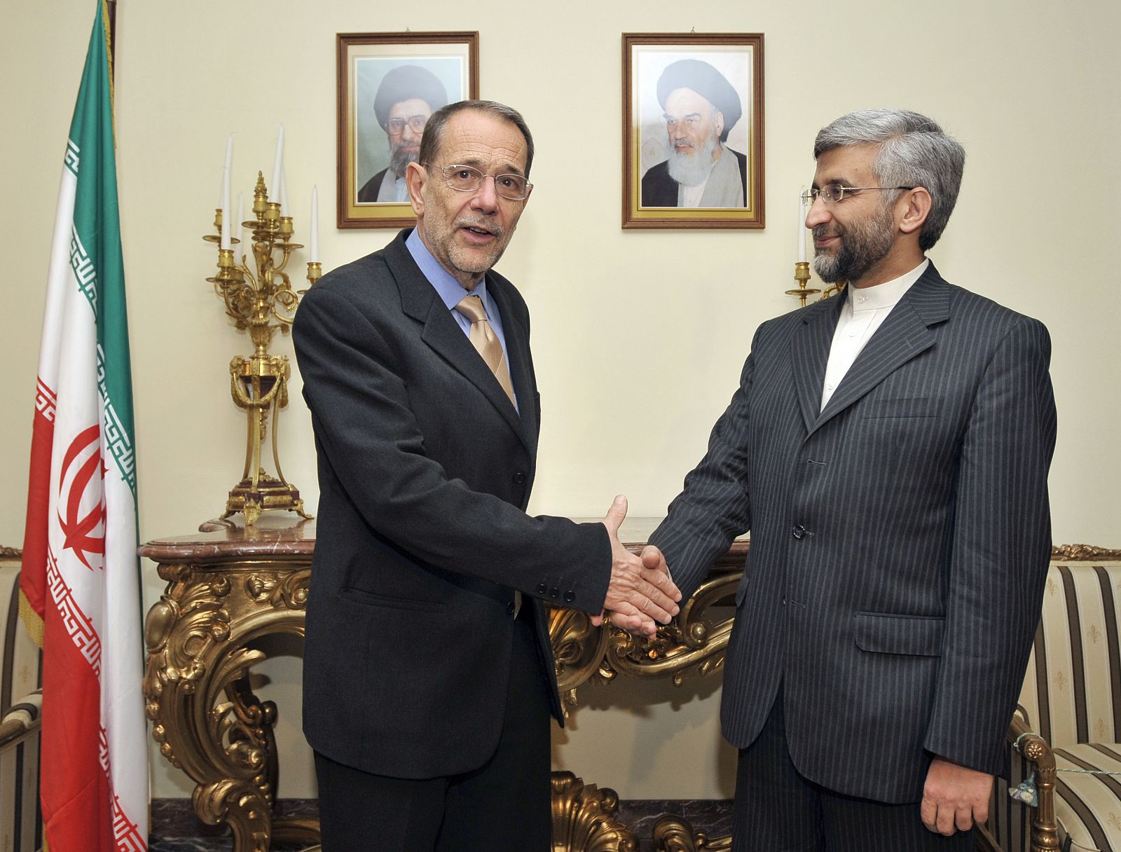 El representante de política exterior y seguridad de la UE, Javier Solana, y el negociador iraní en materia nuclear