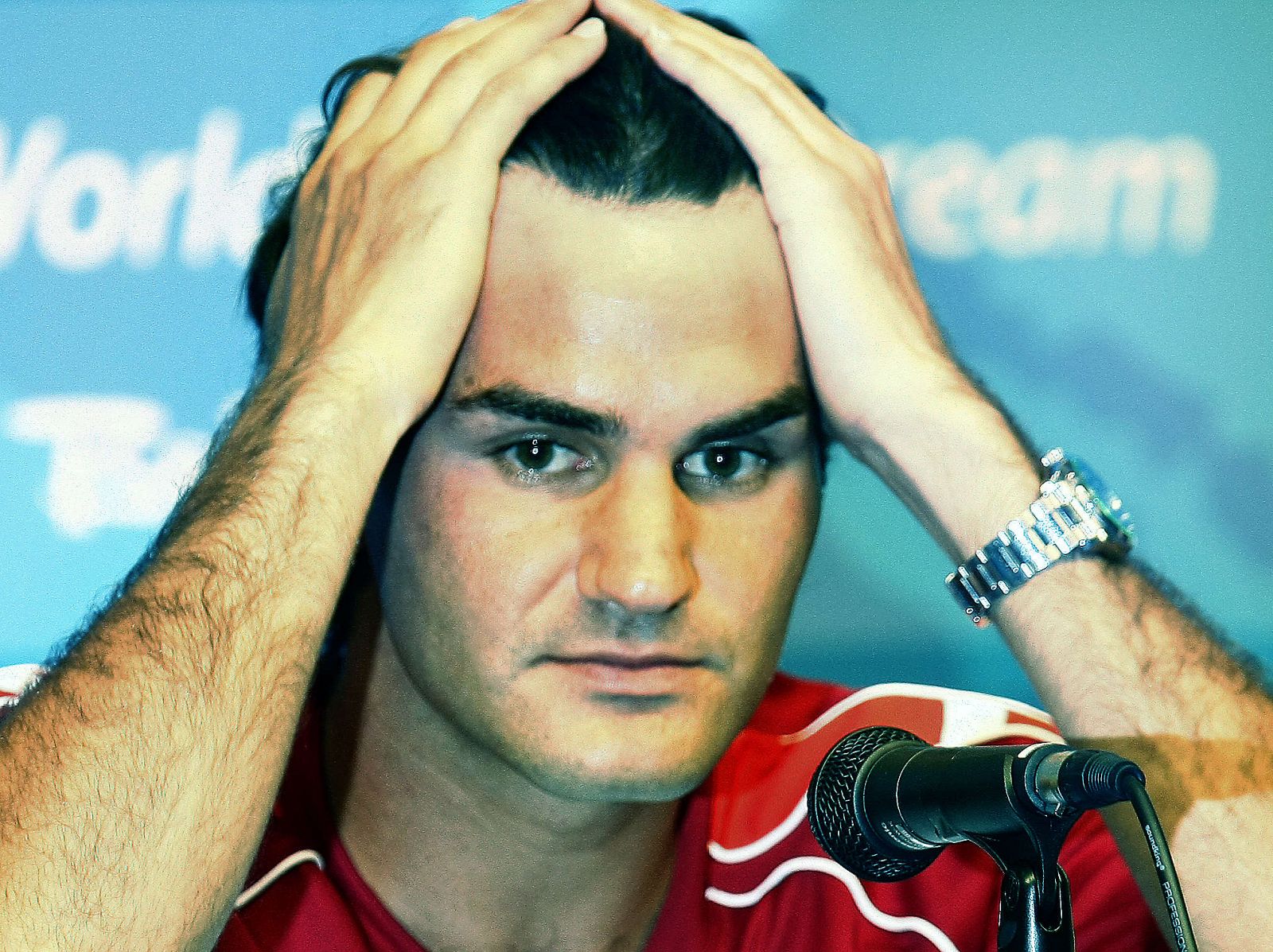 El tenista suizo Roger Federer, en la rueda de prensa  ofrecida antes de su participación en los Juegos Olímpicos.