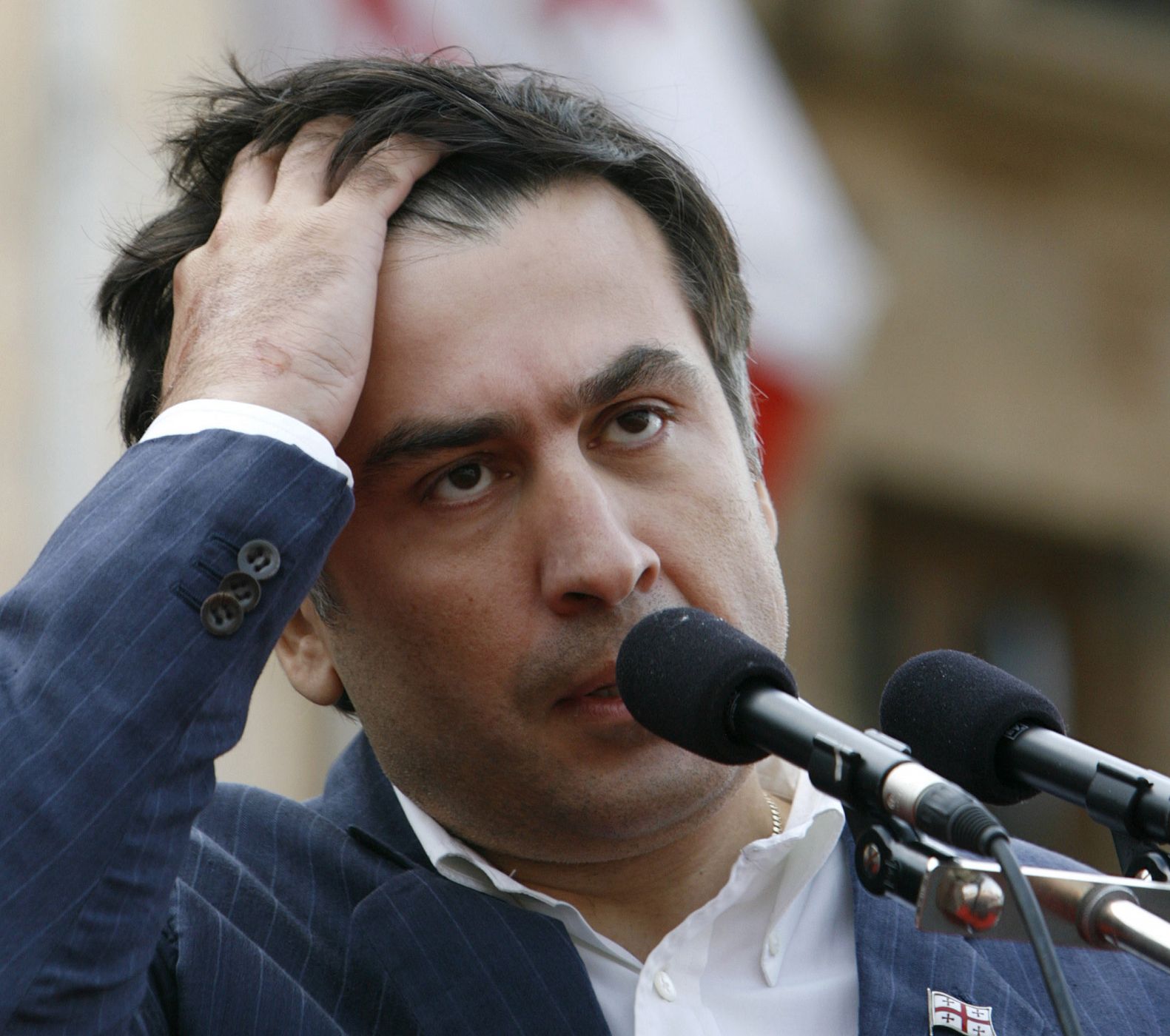 El presidente de Georgia, Mihail Saakashvili, durante una manifestación en Tiflis