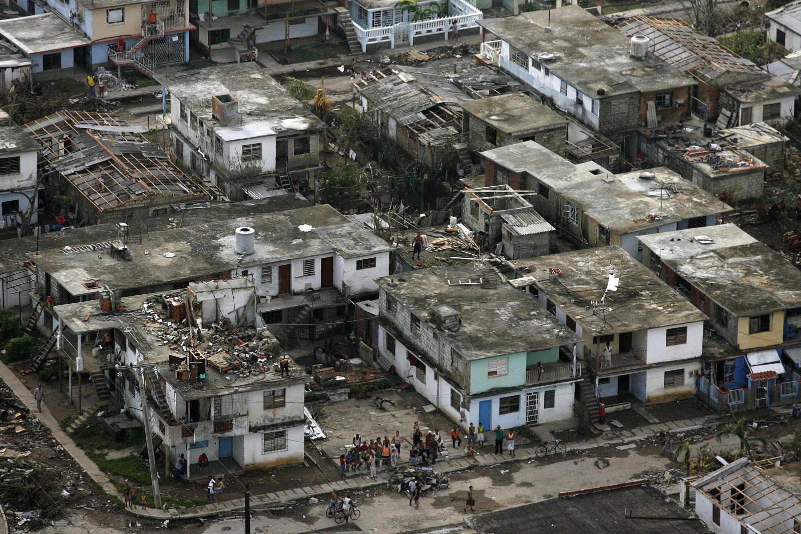 Casas destruidas por Gustav en la localidad cubana de Nueva Gerona
