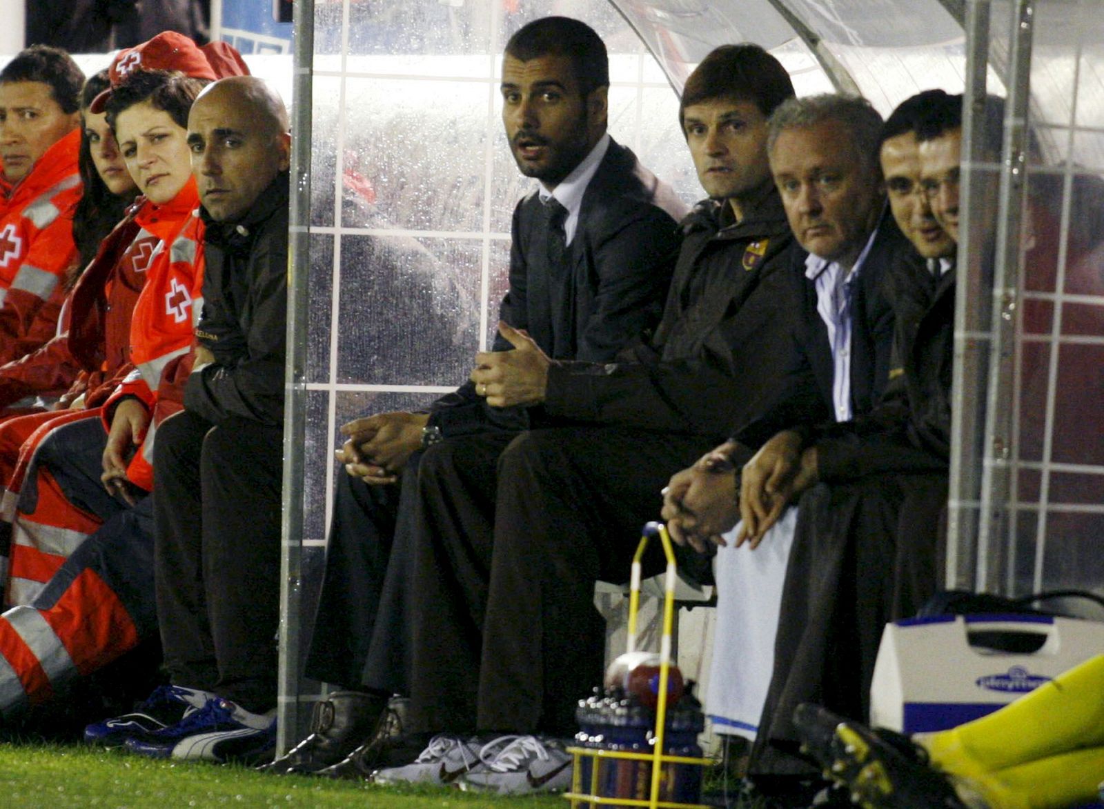 El entrenador del Barcelona, Pep Guardiola, durante el encuentro.