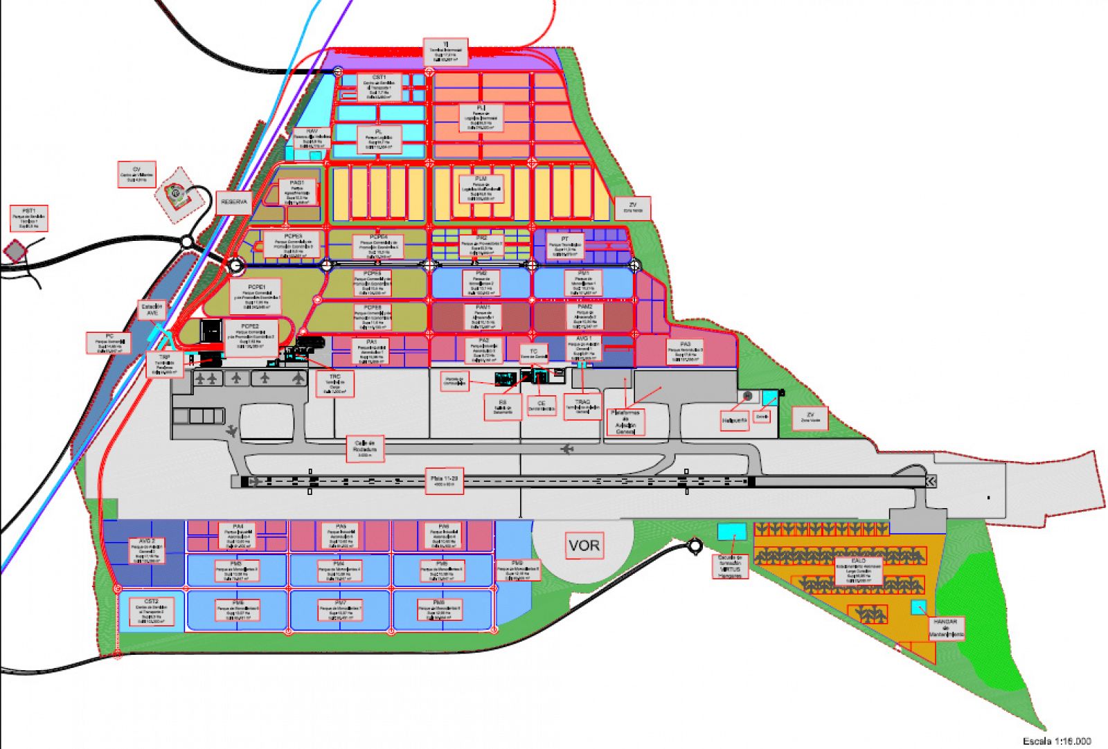 Plano del aeropuerto de Ciudad Real.