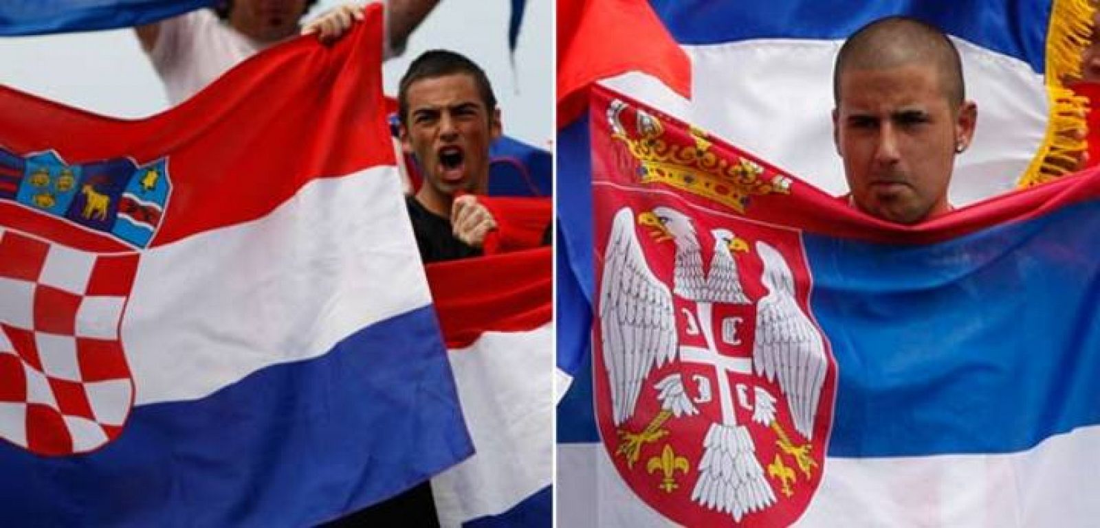 Un aficionado croata y un espectador serbio asisten al partido entre Tipsarevic y Cilic