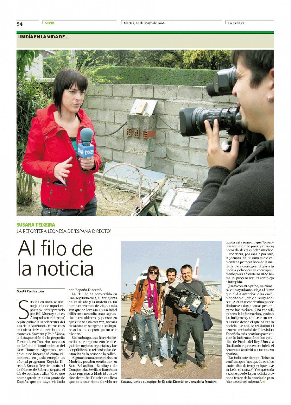 Susana Texeira entrevistada por "La Crónica de León"