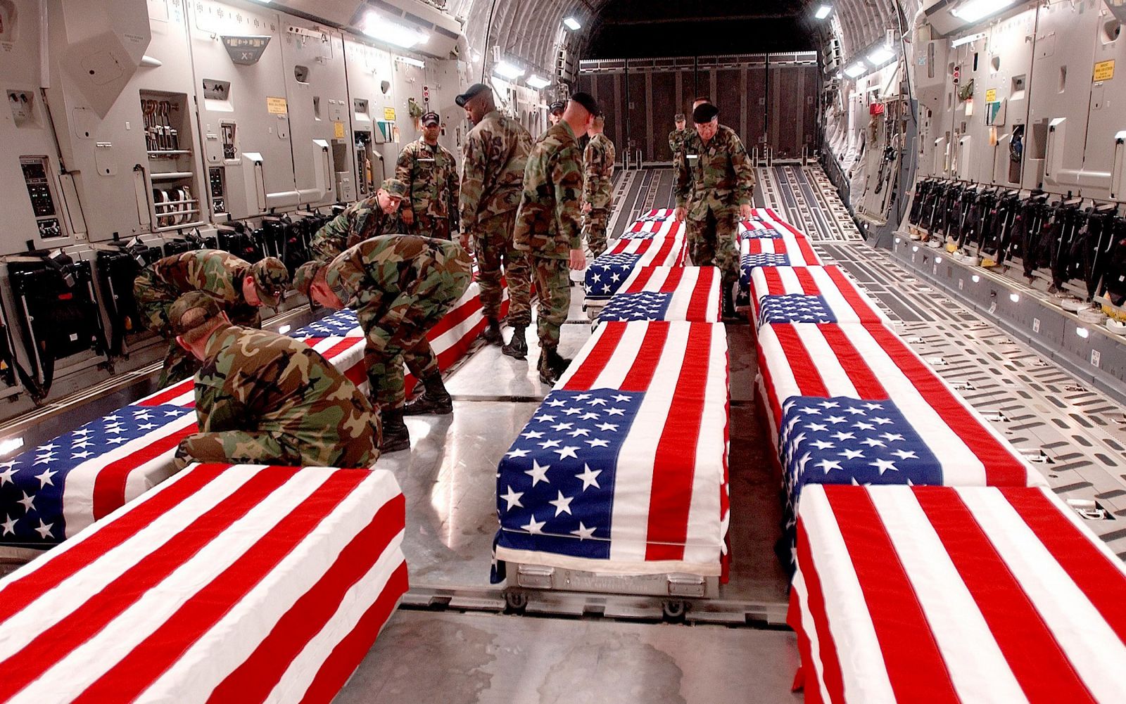 COFFINS OF US MILITARY PERSONNEL.