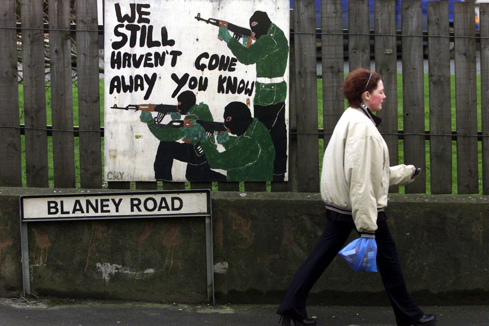 GRAFFITI SUPPORTING THE IRA APPEARS IN CROSSMAGLEN.