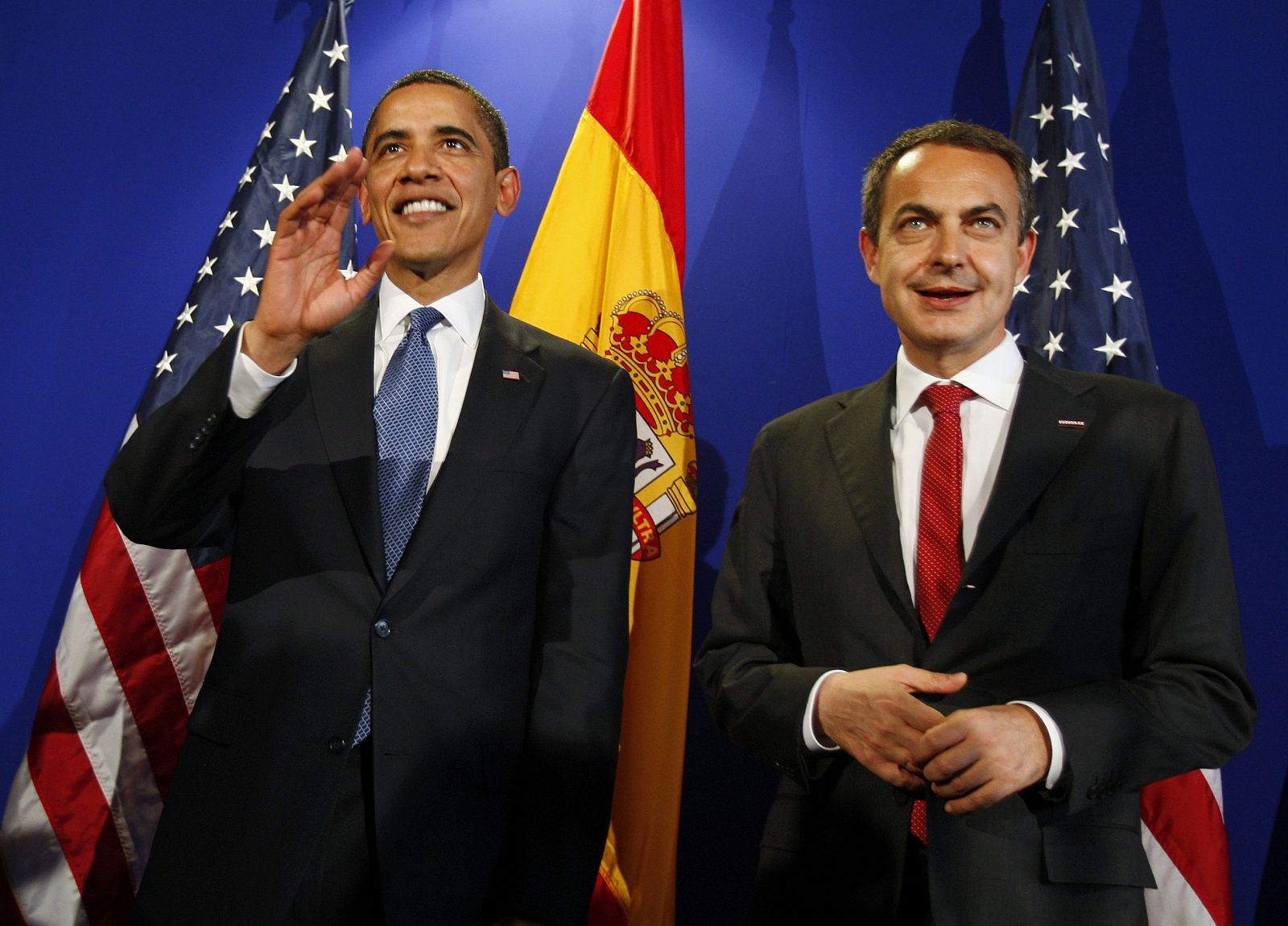 U.S. President Obama meets with Spain's PM Zapatero at the E.U. Summit in Prague