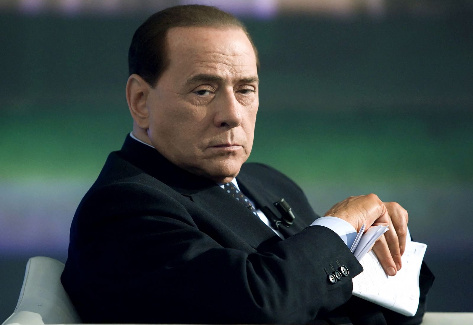 Berlusconi, durante una entrevista concedida a la RAI en la que habló de su retiente divorcio.