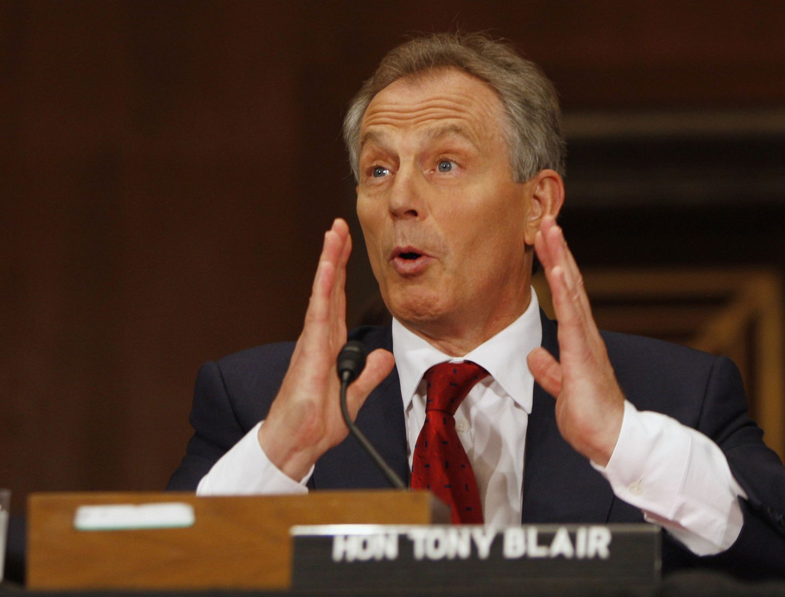 Tony Blair testifies at a U.S. Senate Hearing on Middle East peace in Washington