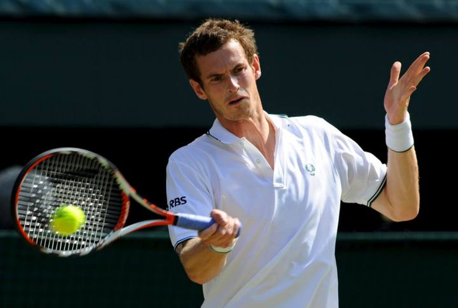 El tenista británico Andy Murray devuelve la bola al español Juan Carlos Ferrero
