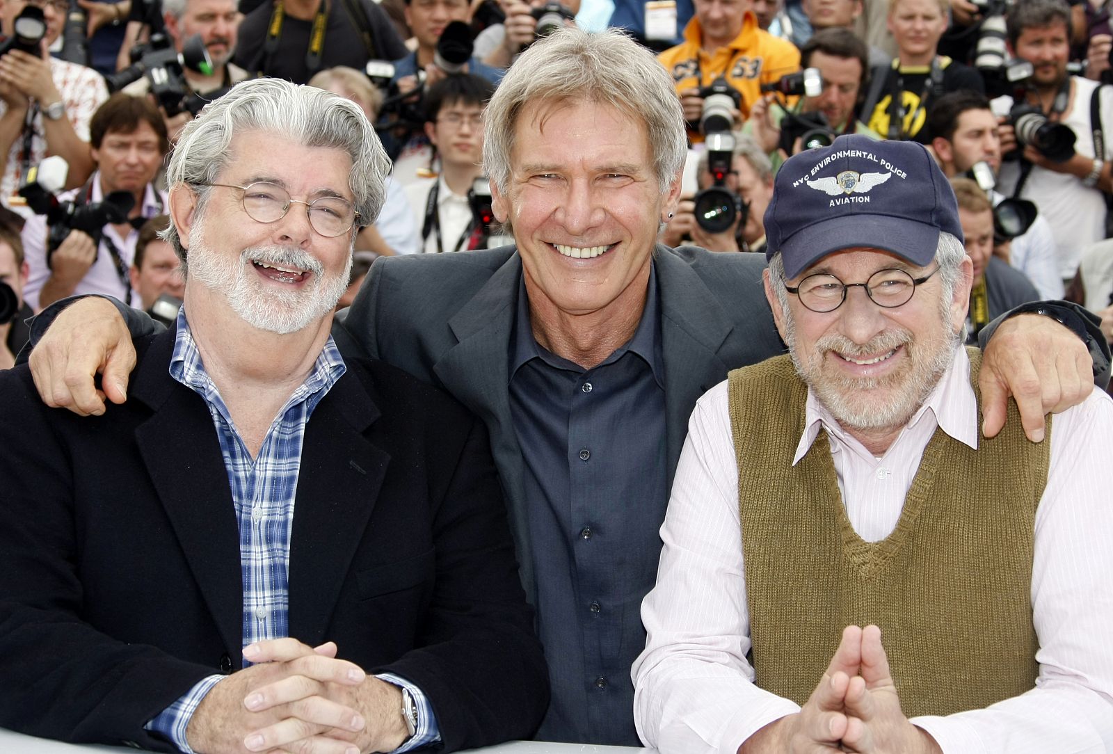 Lucas, Harrison Ford y Spielberg