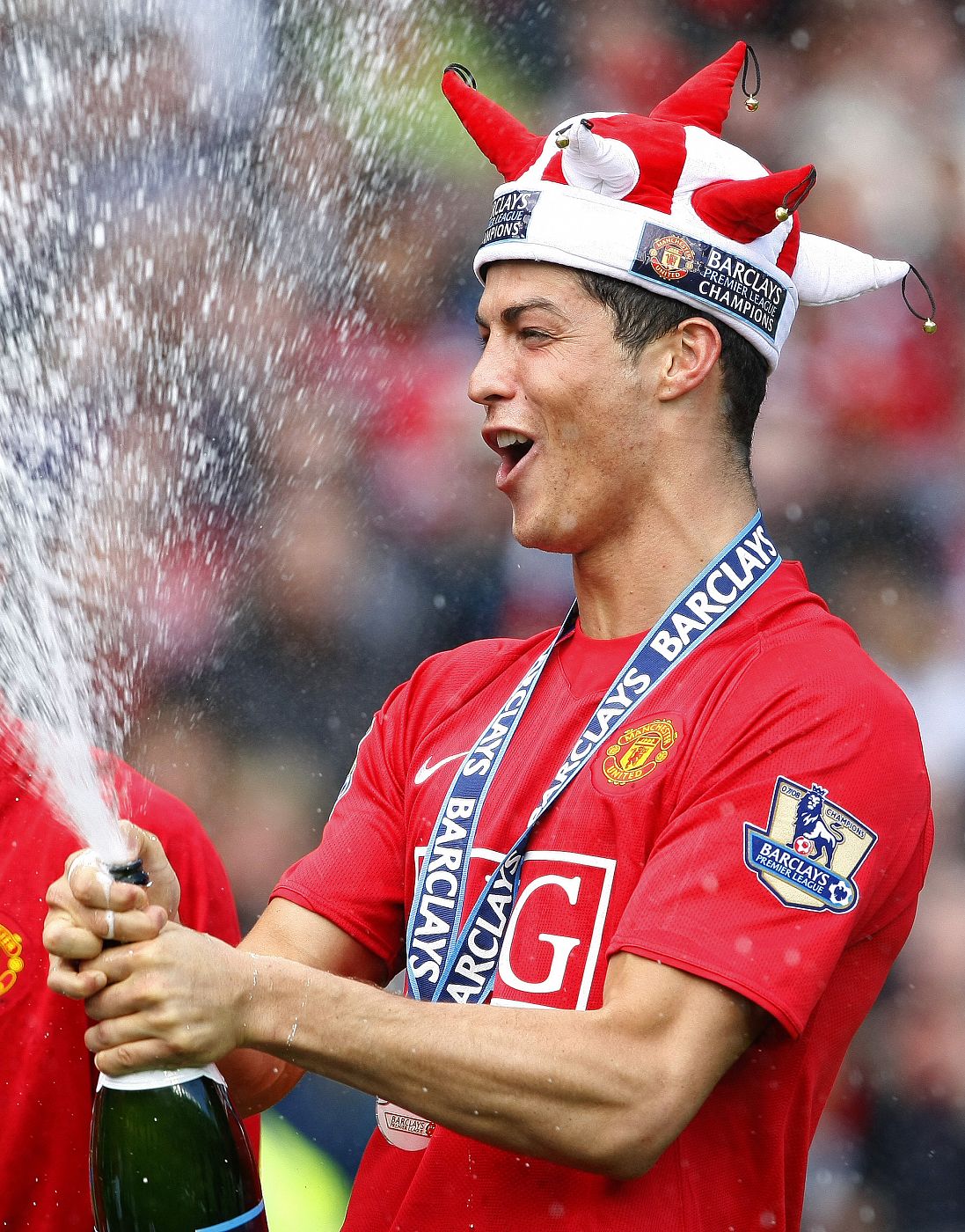 Cristiano celebra la última Premier ganada por el Manchester United con él en sus filas
