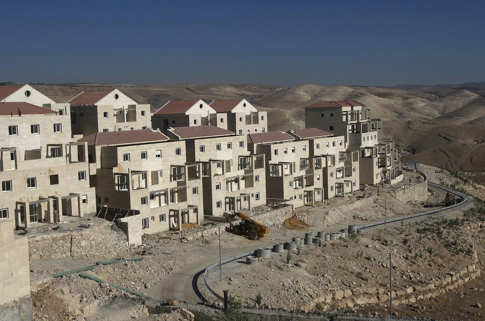Construcción del asesntamiento judío de Maale Adumim, cerca de Jerusalén, en la Cisjordania ocupada.