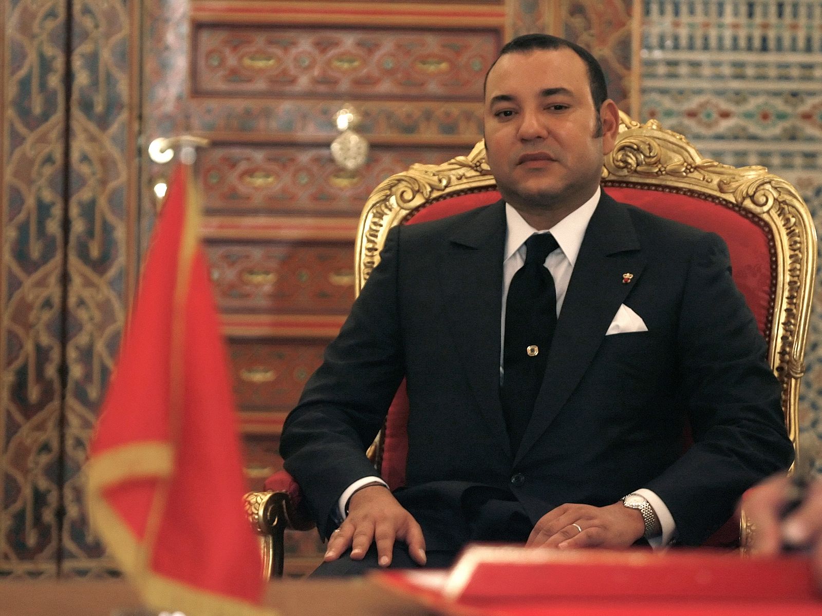 Morocco King France's Mohamed VI attends a signing ceremony at the Royal Palace in Marrakech
