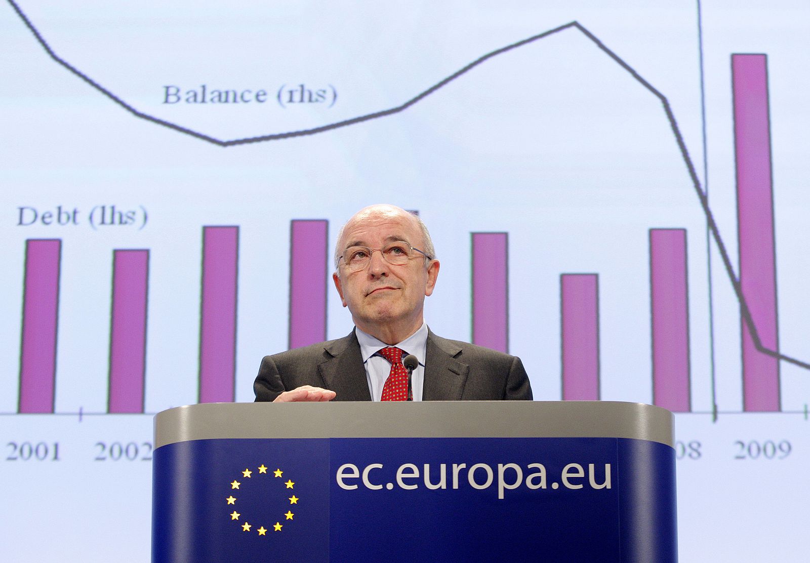 European Economic and Monetary Affairs Commissioner Joaquin Almunia gestures during a news conference in Brussels