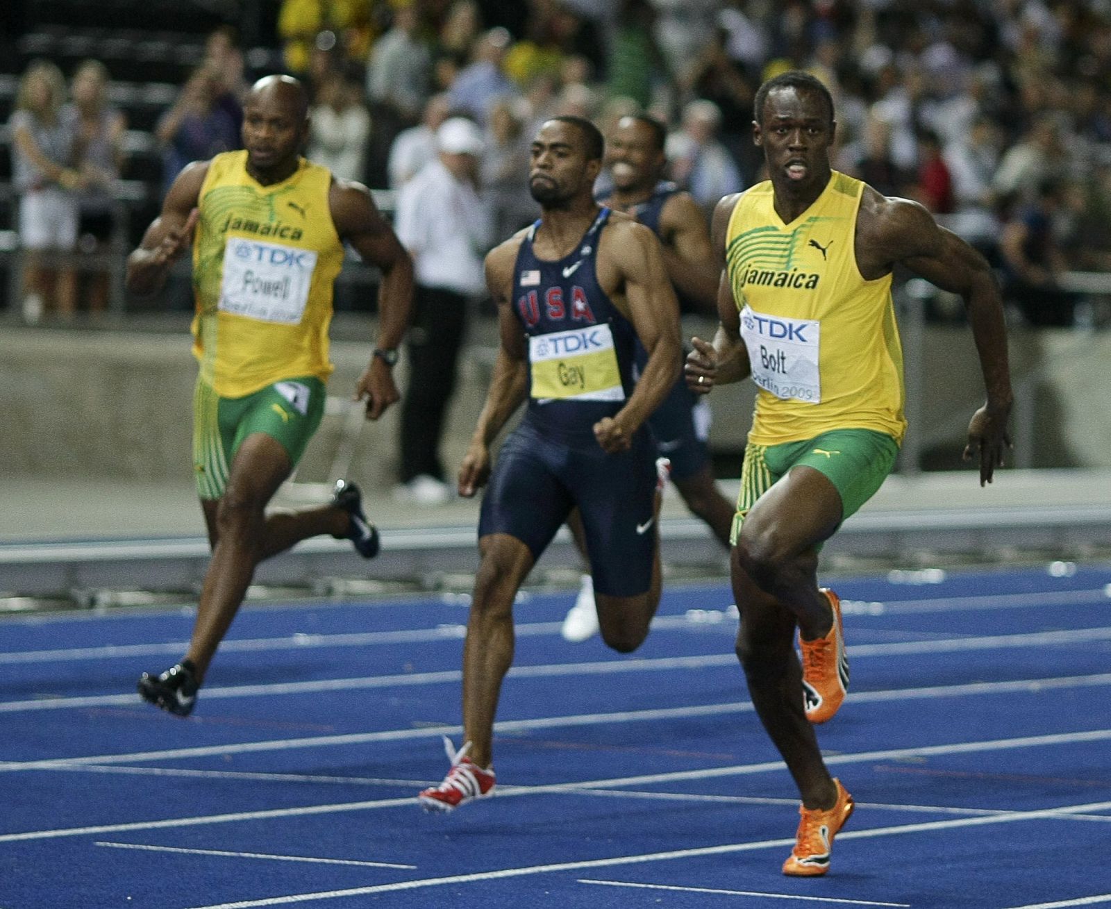Bolt y Gay, en los Mundiales de Berlín.